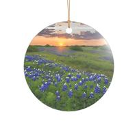KFRXXZQB Texas Bluebonnets Scenery -Print Acrylic Pendant Golden Lanyard - Customizable High-Clarity Ornament For Christmas & Wedding Deco.