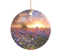 KFRXXZQB Texas Bluebonnets Scenery -Print Acrylic Pendant Golden Lanyard - Customizable High-Clarity Ornament For Christmas & Wedding Deco.