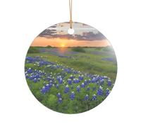 KFRXXZQB Texas Bluebonnets Scenery -Print Acrylic Pendant Golden Lanyard - Customizable High-Clarity Ornament For Christmas & Wedding Deco.