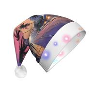 KFRXXZQB The Old Hollywood -Print Adult Plush Christmas Hat Led Lights Light-Up Santa Hat For Parties Events Soft, Washable Design For Holiday Gatherings Family Celebrations.