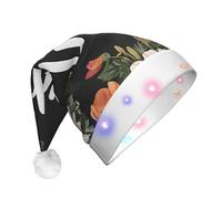 KFRXXZQB Thug Life Flowers -Print Adult Plush Christmas Hat Led Lights Light-Up Santa Hat For Parties Events Soft, Washable Design For Holiday Gatherings Family Celebrations.
