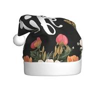 KFRXXZQB Thug Life Flowers -Print Adult Plush Christmas Hats - Festive Santa Hats For Adults - Lightweight & Comfortable Christmas Gatherings, Parties Holiday Celebrations.