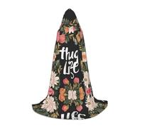 KFRXXZQB Thug Life Flowers -Print Youth Hooded Cape - Adjustable Printed Cloak For Halloween Events, School Theatre & Costumes L