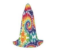 KFRXXZQB tie dye rainbow -Print Youth Hooded Cape - Adjustable Printed Cloak For Halloween Events, School Theatre & Costumes S