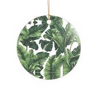 KFRXXZQB Tropical Banana Palm Leaf -Print Acrylic Pendant Golden Lanyard - Customizable High-Clarity Ornament For Christmas & Wedding Deco.