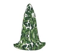 KFRXXZQB Tropical Banana Palm Leaf -Print Youth Hooded Cape - Adjustable Printed Cloak For Halloween Events, School Theatre & Costumes M