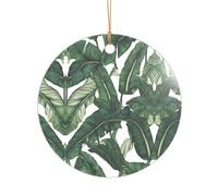 KFRXXZQB Tropical Banana Palm Leaves -Print Acrylic Pendant Golden Lanyard - Customizable High-Clarity Ornament For Christmas & Wedding Deco.
