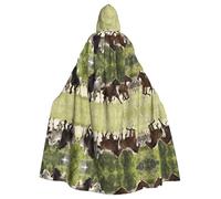 KFRXXZQB Various Kinds of Horses -Print Adult Halloween Cloak - Adjustable Hooded Cape For Parties, Gothic Events & Festivals, Machine Washable Value Option