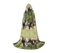 KFRXXZQB Various Kinds of Horses -Print Youth Hooded Cape - Adjustable Printed Cloak For Halloween Events, School Theatre & Costumes M