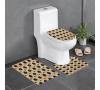 KFRXXZQB Wicker Woven Grid -Print Flannel Non-Slip Rug Set 3-Piece - Absorbent U-Shaped Toilet Mat Lid Cover For Bathroom.