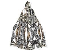 KFRXXZQB Zebra and Giraffe -Print Adult Halloween Cloak - Adjustable Hooded Cape For Parties, Gothic Events & Festivals, Machine Washable Value Option