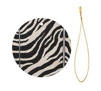 KFRXXZQB Zebra Animal -Print Round Aluminum Pendants - Customizable Double-Sided Print, 0.8mm Thin Gold Cord For Christmas.