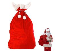 KFSCIP 1 Pcs 1 Extra Large Velvet christmas sack for Storing, santa sack, Holiday Presents, Stocking Stuffers. Traditional Red and White (60 * 95 cm)