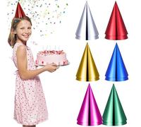KFSCIP 12 Pcs Party Hats, Metallic Foil Cone Hats Bulk Multicolor Paper Hat For Birthday Parties, Hat For Birthday Parties Halloween Anniversary Supplies Baby Shower