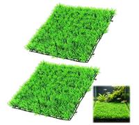 KFSCIP 2 PCS Aquarium Grass Mat, Artificial Fish Tank Plants Decorations, Two 25x25 cm Plastic Turf Mats for Tropical Fish Tank Landscaping and Home Decor Scenes