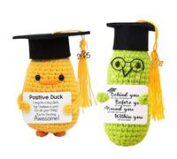 KFSCIP 2 Pcs Graduation Gifts, Positive Duck & Pickle, Knitted Emotional Support Toys, High School & University Graduation Gifts