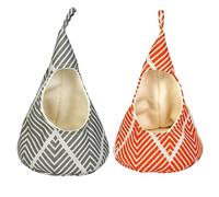 KFSCIP 2 Pcs Hanging Peg Bags with Geometric Designs in Grey and Red, Clothes peg Bags, peg Basket, for Washing Line, for Laundry Organization and Storage