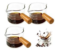 KFSCIP 3 PCS Espresso Cups, Espresso Shot Glass and Double Espresso Cup Set, Glass Espresso Cups for Coffee, 100 ml Capacity Cups