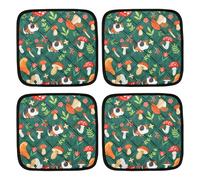 KFSCIP 4 PCS Guinea Pig Cage Liner, Washable Guinea Pig Bedding, Guinea Pig Liners for Small Animal Bedding, Soft and Absorbent Rabbit Bedding, 30x30 cm Green Mushroom Pattern