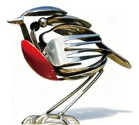 KFSCIP Metal Robin Garden Ornaments Outdoor, Handmade Fork And Spoon Scrap Art Decor, Rustic Bird Figurine For Garden And Home Display, Unique Gift For Bird Lovers And Gardening Enthusiasts