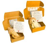 KFSCIP Worry Bear In A Box, My Little Worry Bear In A Box Gift Set For Friends Family Children, Mini Plush Bears With Soft Fabric, White And Brown, 8.5cm