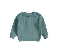 Kfsghdnz Baby Boy Girl Solid Color Sweater Long Sleeve Crew Neck Crochet Chunky Knit Pullover Toddler Fall Winter Warm Clothes (Green A, 4-5 Years)