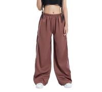 Kfsghdnz Women Wide Leg Joggers Elastic Waist Drawstring Casual Track Pants Y2K Loose Fit Athletic Cargo Trousers Parachute Sweatpants (Brown B, M)