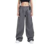 Kfsghdnz Women Wide Leg Joggers Elastic Waist Drawstring Casual Track Pants Y2K Loose Fit Athletic Cargo Trousers Parachute Sweatpants (Dark Gray B, M)