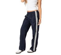 Kfsghdnz Women Wide Leg Joggers Elastic Waist Drawstring Casual Track Pants Y2K Loose Fit Athletic Cargo Trousers Parachute Sweatpants (Dark Blue C, M)