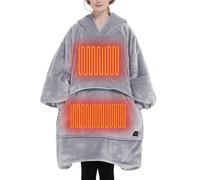 KFUBUO Heated Electric Wearable Blanket Throw Battery Operated Portable USB Cordless Outdoor Hoodie Sweatshirt (Heated Blanket Light Grey)