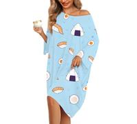 KFUBUO Plus Size Nightgowns for Women Oversized Sleep Tshirts Dress Short Sleeves Sleepwear With Pocket Fit S-5XL, Sushi, One Size
