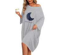 KFUBUO Plus Size Nightgowns for Women Oversized Sleep Tshirts Dress Short Sleeves Sleepwear With Pocket Fit S-5XL, Good Night, One Size