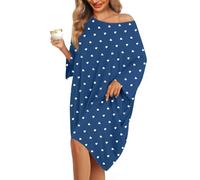 KFUBUO Plus Size Nightgowns for Women Oversized Sleep Tshirts Dress Short Sleeves Sleepwear With Pocket Fit S-5XL, Sea Hearts, One Size