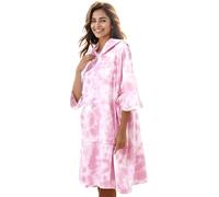 KFUBUO Surf Poncho Changing Towel Swim Robe with Pocket Plus Size Terry Cloth Swim Cover Up for Women Towel Poncho Hoodie, Tie-dye Pink, 37 inches x 35 inches