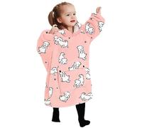 KFUBUO Wearable Blanket Hoodie for Adult Long Sherpa Dog Patterns Oversized Hoodie Sweatshirt Blanket Cute Birthday Gifts for Women, Dog, Adult-Extra Long