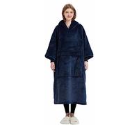 KFUBUO Wearable Blanket Hoodie for Adults Sherpa All Patterns Oversized Sweatshirt Blanket with Pockets Gifts for Mom Navy