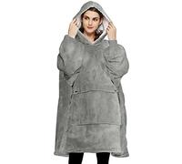 KFUBUO Wearable Blanket Hoodie for Adults Sherpa All Patterns Oversized Sweatshirt Blanket with Pockets Gifts for Mom Grey