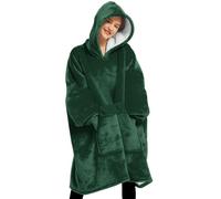 KFUBUO Wearable Blanket Hoodie for Adults Sherpa All Patterns Oversized Sweatshirt Blanket with Pockets Gifts for Mom Emerald Green, Emerald Green, Adult