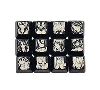 Kfwfuaee 12Piece Profile Transparents Keycaps with Vibrant Cartoon Pattern for Enhances Keyboards Aesthetics Tradition Mechanical Keycaps