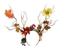 [Kfwfuaee] Adult Cosplay Costume Flower Hair Harp Evil Horn Branch Headband for Halloween Party Festival Tiarus Hairpiece