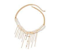 [Kfwfuaee] Classic Tassel Pendant Necklace with Adjustable Chain Design for Women, Elegant Fake Jewelry Piece Pearl Decoration Elegant Tassel Necklaces, フリーサイズ, As described in the description, No
