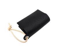 [Kfwfuaee] Compact Japanese Style PU Leather Tissue Holder Foldable Paper Box Bag Adjustable Cord Tissue Travel Pouch, Black