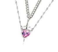 [Kfwfuaee] Dagger Shape Heart Pendant Necklace, Heart Shape Dagger Necklace, Luxury Charm to Enhance Neck Ornaments, フリーサイズ, As described in the description, No Gemstone