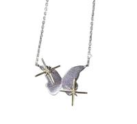 Kfwfuaee Delicate Butterfly Star Necklace Sophisticated Krungsband Length Chain with Matte Finish Alloy for Fashion Jewellery Elegant Butterfly Colarbone Necklace