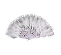 [Kfwfuaee] Elegant Cooling Accessories for Bridal Feather Lace Fan Wedding Photography and Outdoor Props, フリーサイズ, As described, No Gemstone