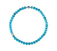 [Kfwfuaee] Elegant Love Heart Blue Cat Eye Stone Beaded Neckline Trendy Women Casual Wear Symbolizes Love and Kindness