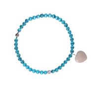 [Kfwfuaee] Elegant Love Heart Blue Cat Eye Stone Beaded Neckline Trendy Women Casual Wear Symbolizes Love and Kindness