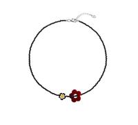 Kfwfuaee Elegant Streams Floral Beads Adjustable Choker Necklace for Women Girls Portable Collarbone Chains Jewellery Gifts Trendy Flower Beads Necklace