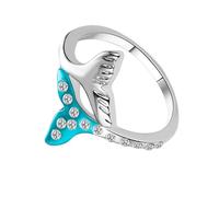[Kfwfuaee] Fishtail Design Jewelry Ring with Anti-Tarnish Coating Rounded Edges Dolphin Theme Ring for Work and Leisure