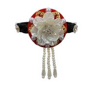 [Kfwfuaee] Handbox Headwear Satin and Pearl Hair Hoop Traditional Korean Sera
